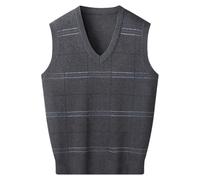 Dvbfufv Gilet sans manches à col en V en coton tricoté classique pour homme, 35-Gris foncé, XL