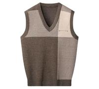 Dvbfufv Gilet sans manches à col en V en coton tricoté classique pour homme, 37-Kaki, XL