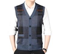 Dvbfufv Gilet sans manches à col en V et boutons pour homme en tricot doux et décontracté, Gris foncé 9., S