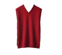 Dvbfufv Gilet sans manches en laine mérinos pour homme - Couleur unie - Cachemire, rouge vin, XS