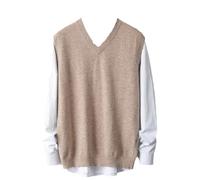 Dvbfufv Gilet sans manches en laine mérinos pour homme - Couleur unie - Cachemire, Y, L