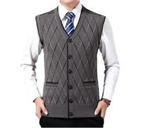 Dvbfufv Gilet sans manches pour homme - Chaud - En tricot - Décontracté - Coupe ajustée, marron, L