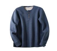 Dvbfufv Hauts d'hiver en polaire épaisse à manches longues avec boutons gaufrés, grande taille, couleur unie, bleu, XS