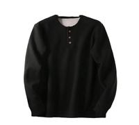 Dvbfufv Hauts d'hiver en polaire épaisse à manches longues avec boutons gaufrés, grande taille, couleur unie, Noir , S
