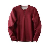 Dvbfufv Hauts d'hiver en polaire épaisse à manches longues avec boutons gaufrés, grande taille, couleur unie, Rouge, M