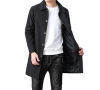 Dvbfufv Hommes Coréen Casual Fashion Trendy Long Trench Coat Slim Fit Jacket, Noir , M