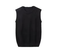 Dvbfufv Hommes Printemps Hiver Col V Sans Manches Tops Moyen Âge Épais Couleur unie Gilet Tricoté, Noir 2, XS