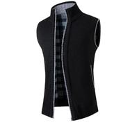 Dvbfufv Manteau chaud sans manches en tricot pour homme Printemps Hiver Mode Mode Casual Pull Gilet Veste, Noir , S