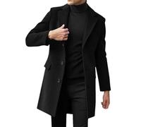 Dvbfufv Manteaux d'hiver pour hommes vêtements hommes d'affaires décontracté manteau laine printemps hommes veste, Noir , S