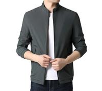 Dvbfufv Manteaux trench-coat décontracté tendance à fermeture éclair pour homme, Gris En8, L