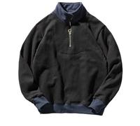 Dvbfufv Pull à capuche à col roulé pour homme - Style américain - Coupe ample - Polaire épaisse - Couleur unie, Noir , M
