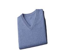 Dvbfufv Pull à col en V en laine mérinos pour homme Printemps Hiver Décontracté Cachemire Tricot Gilet sans manches Tops, 1, L