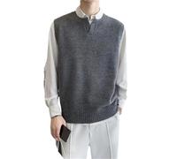 Dvbfufv Pull chaud pour homme - Coupe ajustée - Style coréen - Décontracté - Col en V - Sans manches, Gris 9., XS