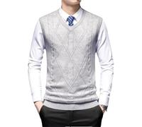 Dvbfufv Pull décontracté sans manches en laine tricotée pour homme, blanc, S