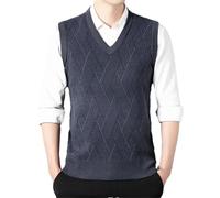 Dvbfufv Pull décontracté sans manches pour homme Printemps et hiver chaud Col en V épais, gris, M