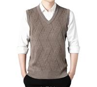 Dvbfufv Pull décontracté sans manches pour homme Printemps et hiver chaud Col en V épais, kaki, XS