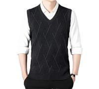 Dvbfufv Pull décontracté sans manches pour homme Printemps et hiver chaud Col en V épais, Noir , XS