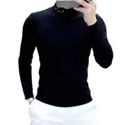 Dvbfufv Pull d'hiver en polaire à manches longues pour homme - Col roulé épais et chaud, Noir , S