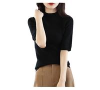 Dvbfufv Pull en Cachemire À Col Roulé Pull Femme D'été Pull À Manches Courtes Black M