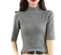 Dvbfufv Pull en Cachemire À Col Roulé Pull Femme D'été Pull À Manches Courtes Medium gray9 M