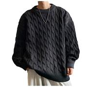 Dvbfufv Pull en Laine À Col Rond pour Hommes Pull en Maille Lâche Manteaux Décontractés M18-Black 2XL