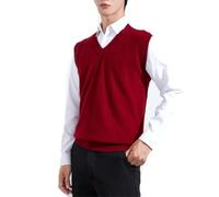 Dvbfufv Pull en laine chaude pour homme - Printemps et hiver - Col en V - Sans manches - Pull en cachemire tricoté, 1, XL