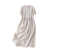 Dvbfufv Robe d'été décontractée en coton et lin pour femme, beige, XS