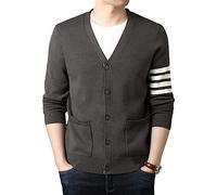 Dvbfufv Style Coréen Hommes Col en V Chaud Pull en Tricot Automne Hiver Coupe Ajustée Mode Décontracté Cardigan Tricoté Veste