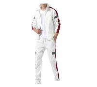 Dvbfufv Survêtement 2 pièces pour homme avec hauts de course et pantalon de jogging, blanc, XS