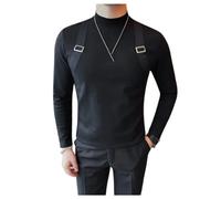 Dvbfufv T-shirt à manches longues pour homme - Coupe ajustée - Col roulé - Printemps - Hiver, Noir , XL