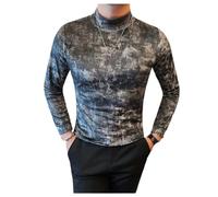 Dvbfufv T-shirts coréens à col roulé en polaire pour homme Printemps Hiver Coupe ajustée, EN8, XL