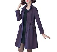 Dvbfufv Trench Coat Femmes Veste Printemps Automne Coupe-Vent Femme Décontracté Longue À Capuche Décontracté Ample Pardessus Vêtements D'extérieur Purple XXL