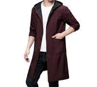 Dvbfufv Trench-coat imperméable à capuche pour homme, Rouge, L
