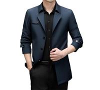Dvbfufv Trench-coat long pour homme Printemps Style décontracté décontracté Veste tendance coréenne, bleu, XL