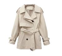 Dvbfufv Trench Coat Printemps Automne Femme All-Match Court Coupe-Vent Manteau Femme Lâche Grande Taille Veste Top, beige, M