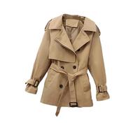 Dvbfufv Trench Coat Printemps Automne Femme All-Match Court Coupe-Vent Manteau Femme Lâche Grande Taille Veste Top, kaki, M