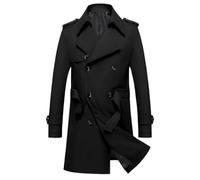 Dvbfufv Trench long à double boutonnage pour homme Printemps Mode Mode Britannique Manteaux, Noir , XXL