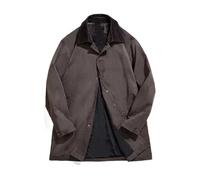 Dvbfufv Trench mi-long à revers vintage pour homme, coupe-vent et imperméable, marron foncé, L