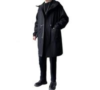 Dvbfufv Veste à capuche chaude pour homme Printemps Hiver Couleur unie Quotidien Décontracté Coupe-vent Long Trench Coat, Noir , M