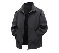 Dvbfufv Veste coupe-vent décontractée pour homme Col montant, Noir , XL