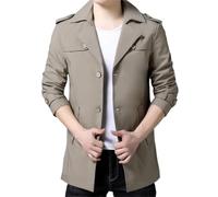 Dvbfufv Veste longue décontractée pour homme Style britannique Coupe ajustée, kaki, XL