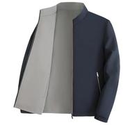 Dvbfufv Veste trench double face pour homme avec col montant et col montant, bleu marine, L