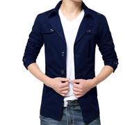 Dvbfufv Veste trench longue en coton de couleur unie pour homme, 1, S