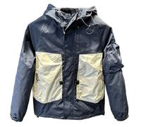 Dvbfufv Vestes de safari d'hiver pour homme - Streetwear ample multi-poches - Vêtements de travail décontractés, bleu marine, XL