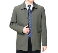 Dvbfufv Vestes en coton pour hommes de grande taille d'âge moyen printemps revers boutons Trench Coat Mode Tendance Classique Vêtements d'extérieur, Army En8, L