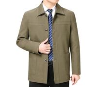 Dvbfufv Vestes en coton pour hommes de grande taille d'âge moyen printemps revers boutons Trench Coat Mode Tendance Classique Vêtements d'extérieur, kaki, XL