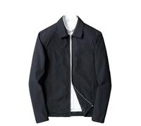 Dvbfufv Vestes professionnelles classiques de printemps pour homme avec fermeture éclair et revers, Noir , M
