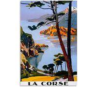 Dvbhd Posters Muraux Vintage Tourisme Paysage Affiche France Corse Affiche Decoration Peinture Toile Tableau Murale Art Affiches Décor40x60cm x1 sans Cadre