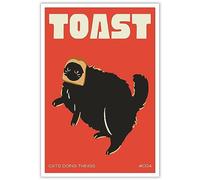 DVBOCS Toile murale amusante avec chat noir - Impression de chaton mignon - Cadeau pour amoureux des chats faisant un toast - Décoration murale de style rustique - Pour maison, cuisine, salle à manger