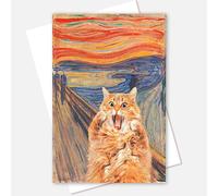 DVBOCS Toile murale amusante avec motif chat qui crie - Impression sur toile vintage adorable - Impressions sur toile de peintures à thème galerie orange - 30,5 x 40,6 cm - Sans cadre